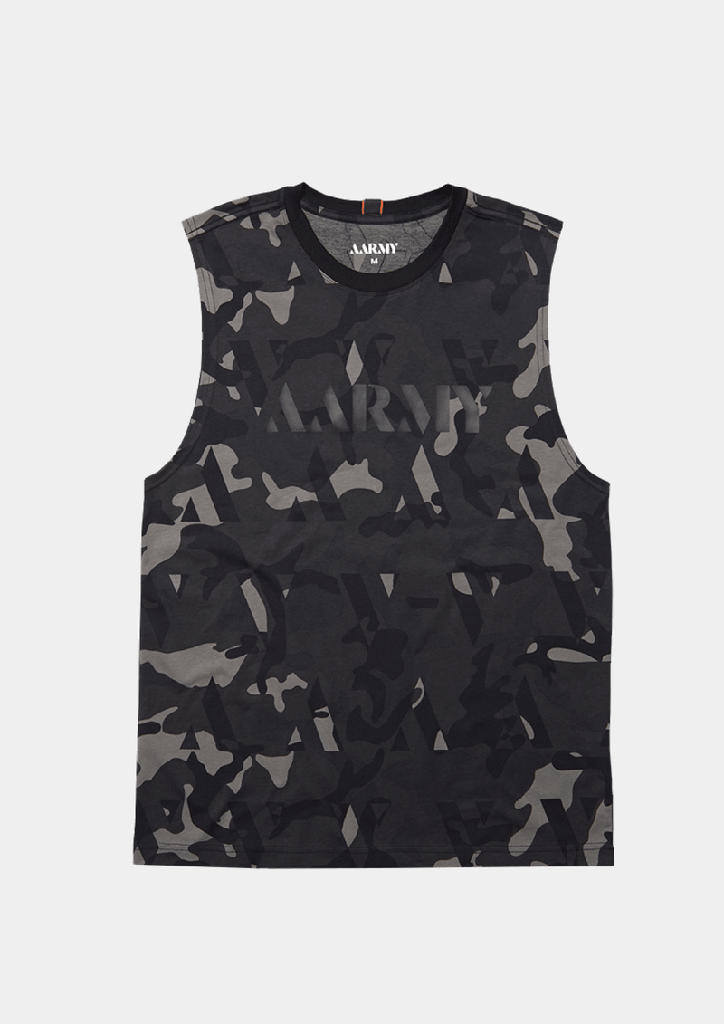 AARMY ALPHA MUSCLE TEE | BLACK CAMO - front
