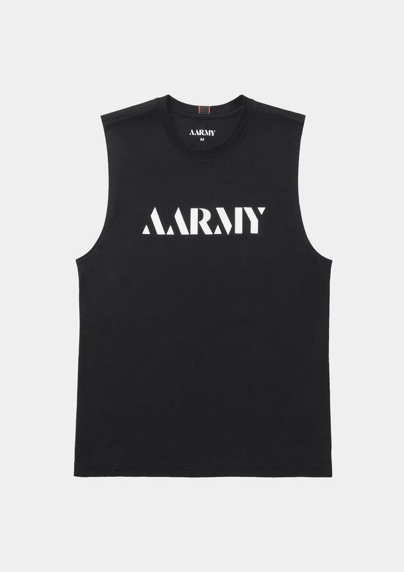 AARMY ALPHA MUSCLE TEE | BLACK - front